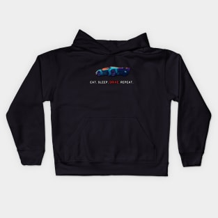 eat. sleep. drive. repeat. car neon Kids Hoodie